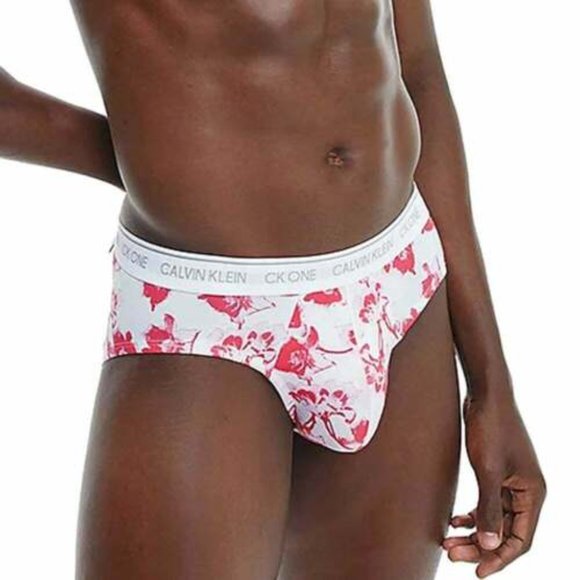 Calvin Klein CK One Cotton Stretch Hip Brief, Lilium Print/Strawberry Shake, XL - Picture 2 of 6